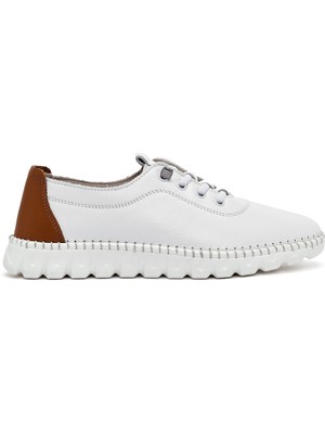 Derimod Kadın Beyaz Bağcıklı Deri Sneaker 26PFD500418