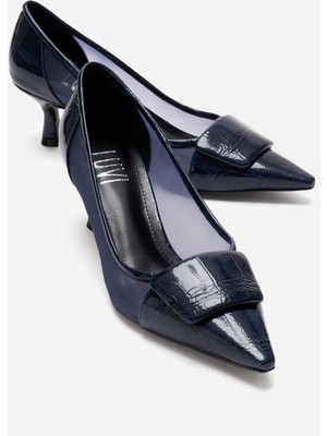 Luvi Ola Lacivert Rugan File Detaylı Kadın Topuklu Ayakkabı