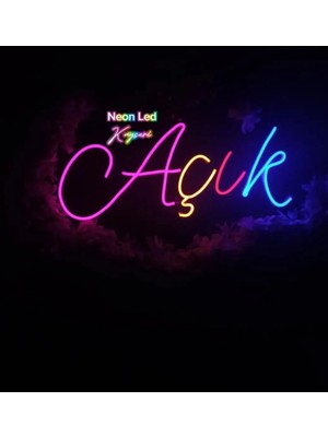 Neon Açık Yazısı LED Açık Tabelası 40X25 cm Renkli