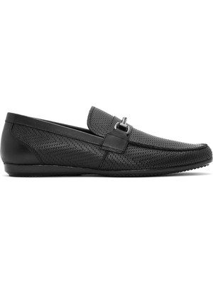 Derimod Erkek Siyah Baskılı Deri Casual Loafer 26SFD600126