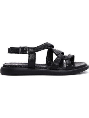 Derimod Kadın Siyah Bilekten Tokalı Deri Sandalet 26SFD360318