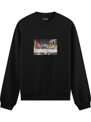 The Lucid Lab Champions Last Supper  Oversize Sweatshirt - Siyah