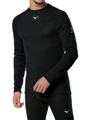 Mizuno Premium Merino Wool Crew Erkek Termal ve Yün Içlik Siyah