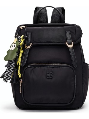 Derimod Kadın Siyah Kumaş Charmlı Sırt Çantası 26PBD24656F