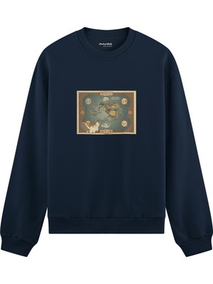 The Lucid Lab Avatar The Last Airbender Map Oversize Sweatshirt - Lacivert