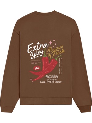 The Lucid Lab Chili Vibes Only  Oversize Sweatshirt - Kahverengi