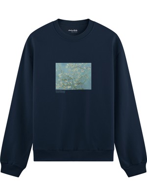 The Lucid Lab Almond Blossoms Oversize Sweatshirt - Lacivert
