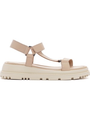 Derimod Kadın Bej Bilekten Bantlı Deri Konfor Sandalet 26SFD300118