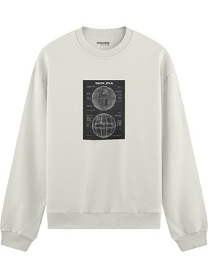 The Lucid Lab Death Star  Oversize Sweatshirt - Beyaz
