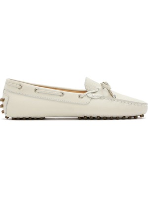 Derimod Kadın Krem Püsküllü Deri Loafer 26PFD2903FT