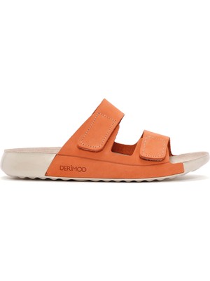 Derimod Kadın Turuncu Bantlı Nubuk Deri Comfort Terlik 26PFD5018V3