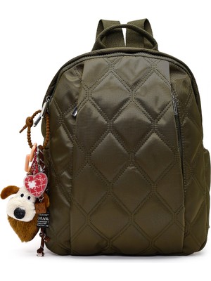 Derimod Kadın Haki Aksesuarlı Kapitone Sırt Çantası 26PBD27306F