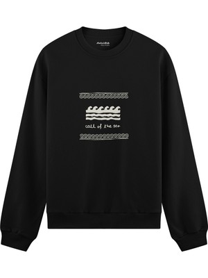 The Lucid Lab Call Of The Sea  Oversize Sweatshirt - Siyah