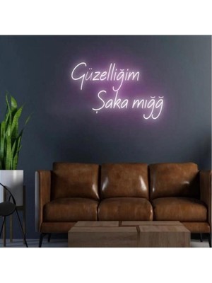 Güzelliğim Şaka Mığğ - LED Dekoratif Duvar Aydınlatması Neon Duvar Yazısı Sihirli LED Mesajlar