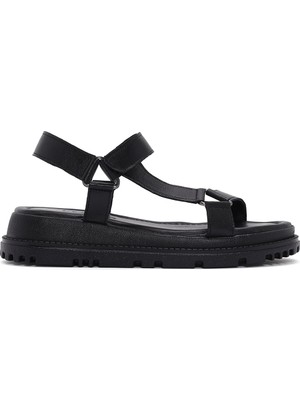 Derimod Kadın Siyah Bilekten Bantlı Deri Konfor Sandalet 26SFD300118