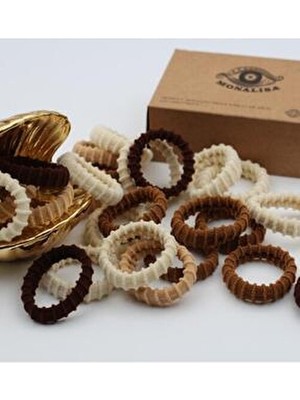 Marchen Collection Kadın Kahverengi Ultra Esnek Tırtıklı 20 Li Havlu Lastik Toka Seti