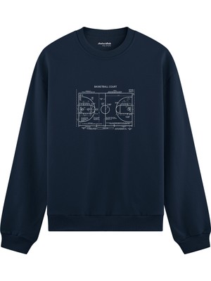 The Lucid Lab Basketball Court Oversize Sweatshirt - Lacivert