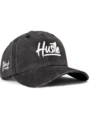 BlackBörk Vintage Beyzbol Şapka Hustle Nakışlı Siyah Standart Beden Kullanım İçin Rahat Aksesuar