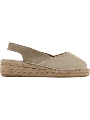 Derimod Kadın Bej Süet Deri Espadril Sandalet 26SFD205710