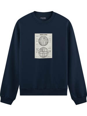 The Lucid Lab Death Star  Oversize Sweatshirt - Lacivert