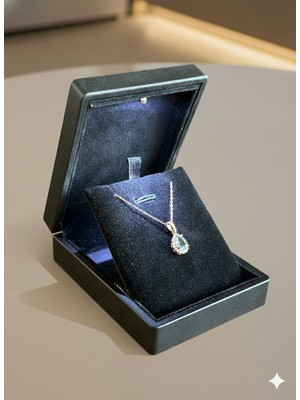 Ada Life Gümüş ( Işıklı KUTULU)925 Ayar Gümüş Mavi Damla Model Kolye