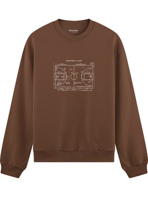 The Lucid Lab Basketball Court Oversize Sweatshirt - Kahverengi