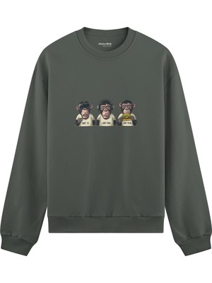 The Lucid Lab Diplomatic Monkeys  Oversize Sweatshirt - Antrasit