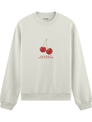 The Lucid Lab Cherry Fullness  Oversize Sweatshirt - Beyaz