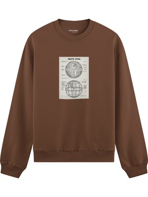 The Lucid Lab Death Star  Oversize Sweatshirt - Kahverengi
