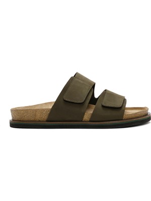 Derimod Erkek Haki Nubuk Deri Terlik 26SFD6225V3