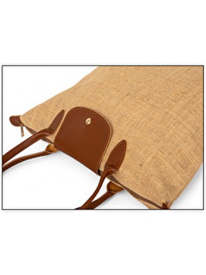 Tonny Black Kadın Taba Orta Boy Askılı Hasır El ve Omuz Çantası