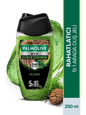 Palmolive Men Sedir Ağacı ve Kakule Kokulu 5in1 Vücut, Yüz, Saç, Sakal ve Koku Kontrolü 250 ml Erkek Duş Jeli