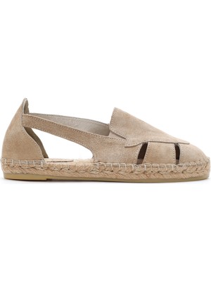 Derimod Kadın Bej Süet Deri Espadril 26SFD205410