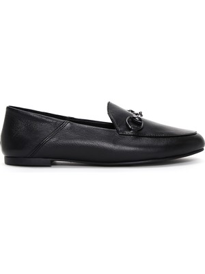 Derimod Kadın Siyah Tokalı Deri Maskülen Loafer 26PFD290118