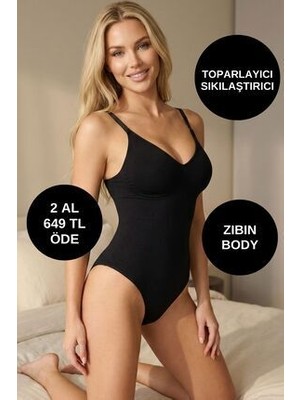 Alexander Hud Çıtçıtlı Ayarlanabilir Askılı Beden Sıkılaştırıcı Toparlayıcı Ince Siyah Renk Kadın Zıbın Body Korse