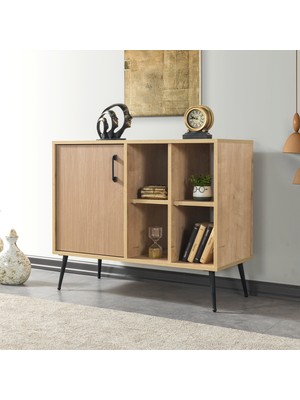 EVMO Home 4110 Şile Metal Ayaklı Metal Kulplu 100 cm Konsol - Tv Ünitesi - Yemek Odası Yun