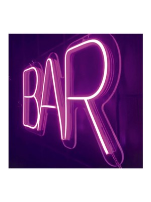 Bar Yazılı Neon LED Işıklı Tabela- 45X25 cm