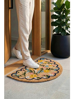 Koza Home Coco Yarım Daire Kıl Çiçekli Kapı Önü Paspası 40X60 3685
