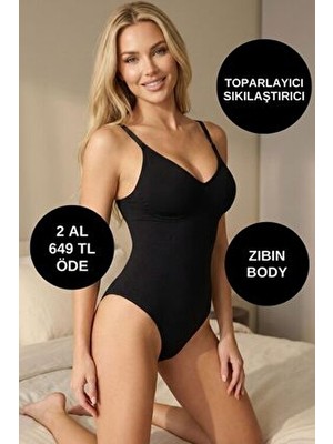 Alexander Hud Çıtçıtlı Ayarlanabilir Askılı Beden Sıkılaştırıcı Toparlayıcı Ince Siyah Renk Kadın Zıbın Body Korse