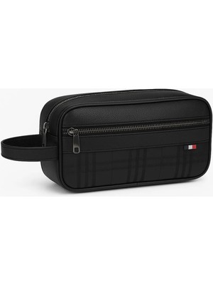 Newish Erkek Deri Portföy Clutch Traş Kozmetik Bakım ve Günlük El Çantası NEW174 - Siyah