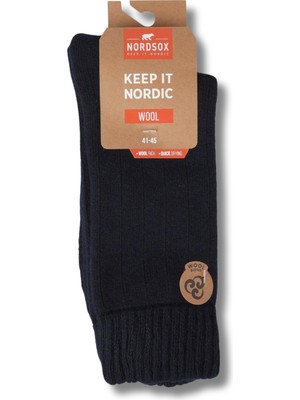 NordSox 1 Çift Lacivert Havlu Kışlık Erkek Lambswool Soket Çorap