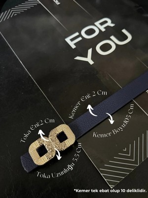 Fiori Dörtgen Uzun Tokalı Ince Kadın Kemeri, Ceket Kemeri, Gömlek Kemeri, Elbise Kemeri