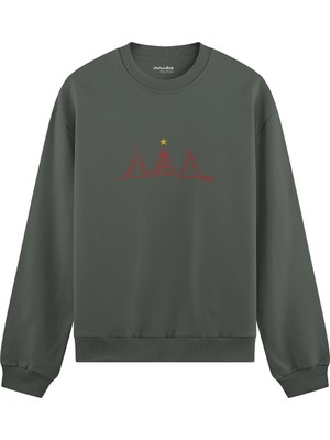 The Lucid Lab Brushstroke Christmas Tree  Oversize Sweatshirt - Antrasit
