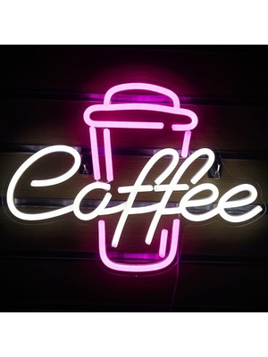 Neon Duvar Yazısı "coffee ve Bardak" Neon Tabela 60X45CM