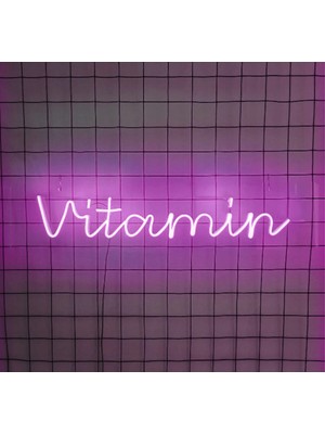 Ecane - Vitamin Pembe Renk- Neon Yazı Tabela Yeni Nesil