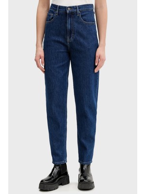 Tommy Jeans Pamuklu Straight Fit Yüksek Bel Daralan Paça Jeans Bayan Kot Pantolon DW0DW22446 1bk