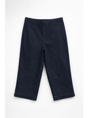 Markapia Kadın Lacivert Likralı Jean Kapri Pantolon