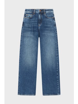 Armani Exchange Pamuklu Regular Fit Yüksek Bel Geniş Paça Jeans Bayan Kot Pantolon XW000100 AF21886 MB001