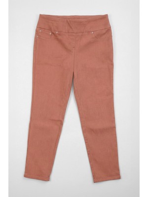 Markapia Kadın Kiremit Likralı Esnek Tayt Jean Pantolon