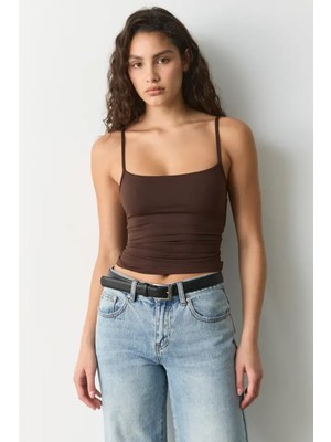 Madmext Acı Kahverengi Ayarlanabilir Kopçalı Askı Kadın Atlet MG2676